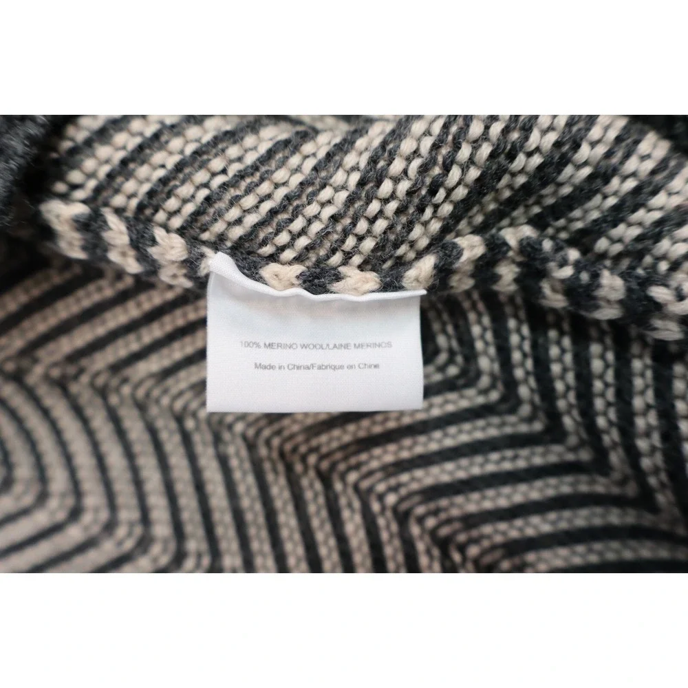 Tory Burch Kent Sweater Dress Chevron Knit Merino Wool Womens Size L Gray